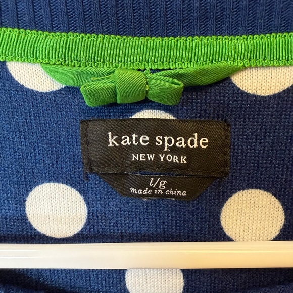 Kate Spade Navy & White Polka Dot Lounge Top Sweater Women’s Size Large - Picture 6 of 7